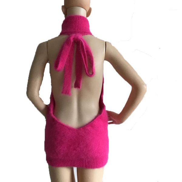 

lovelydonkey genuine mink cashmere sweater women backless vest pure mink vest sweater 6181, White;black