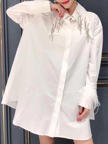

big brand, heavy craftsmanship, diamond-studded tassels, loose women's fashion , shirts 2021new women's autumn , shirts, White