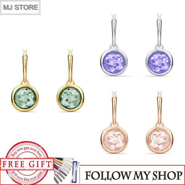 

fashion charm original round stud earrings rose gold crystal birthday gift earrings for women jewelry, Silver
