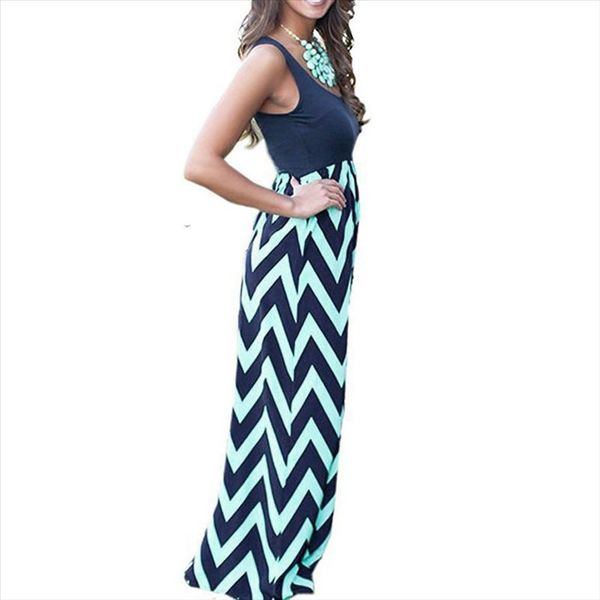 

womens dress 2019 summer striped long boho dress lady beach summer sundrss maxi girls sleeveless long striped dresses, Black;gray