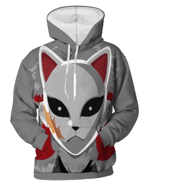 

demon slayer hoodies sweatshirts anime hooded pullovers men women japanese cartoon coats cool streetwear 3d print jumpers 2021 new, Black