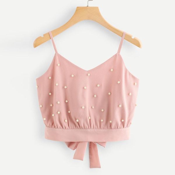 

мода женский жилет тифон камизол без рукавецы сландные полоса цветочные топы сплошные жемчужные бисероплетение камизы урожай женская урожай, White