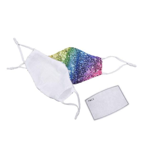 

kids 19colors popular bling mask 3d washable reusable with pm2.5 filter sequins shiny face cover children mount designer