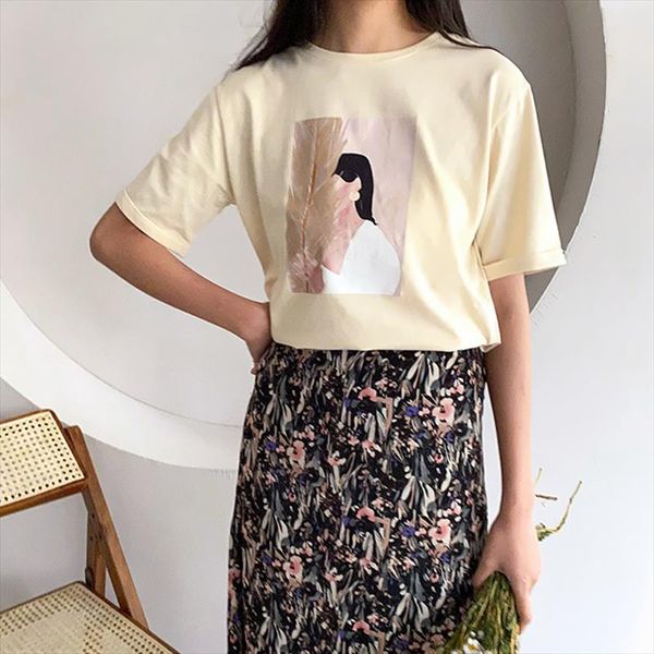 

paris girl printing t shirts summer woman harajuku graphic tees fashion character short sleeve round neck white