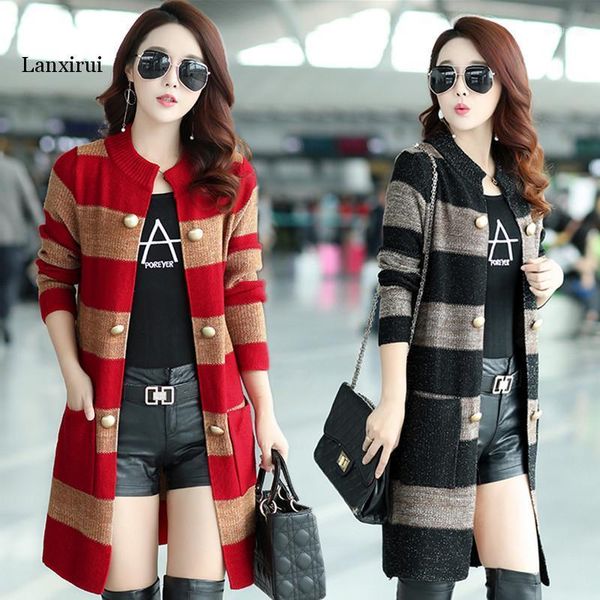 

plus size 3xl stripe knit sweater women spring autumn cardigan jackets loose shawl coat medium length long sleeve sweater1, White