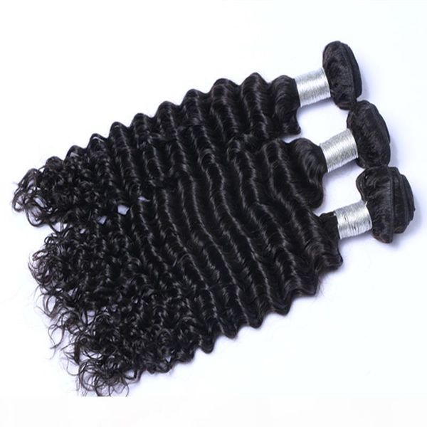 

sell wholesale brazilian indian peruvian deep curly hair extension unprocessed human virgin hair weave can be dyed, Black