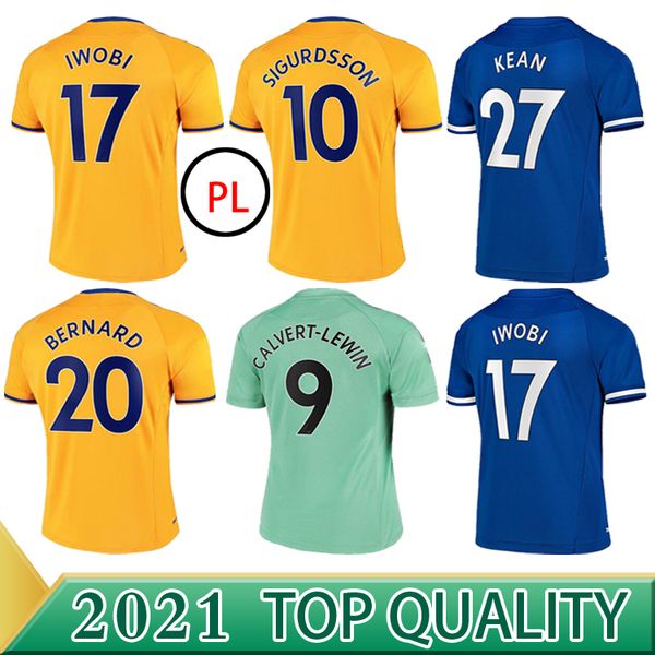 

20 21 soccer jerseys james allan doucoure football shirt set goalkeeper 2020 2021 kean richarlison goalie thailand men kids kit uniforms, Black;yellow