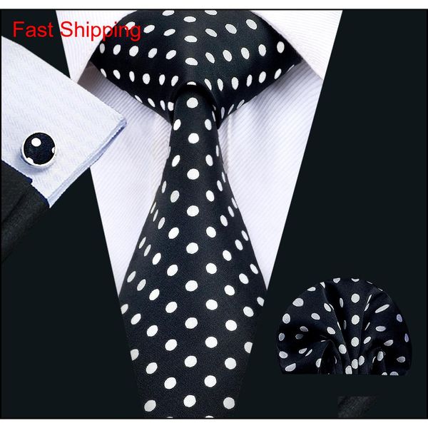 

classic silk men ties black tie sets dot mens neck ties tie hankerchief cufflinks set jacquard woven meeting busi qylkex nana_shop, Black;blue