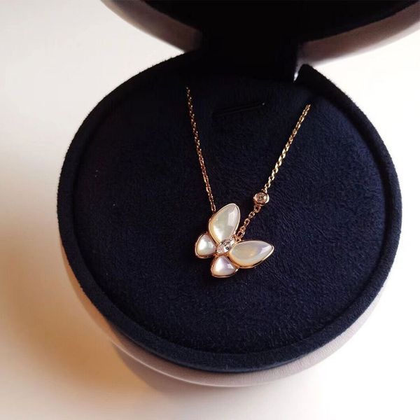 

luxury novembers white shell butterfly necklace womens pure silver pink mother shell light luxury clavicle chain silver plating rose gold pe