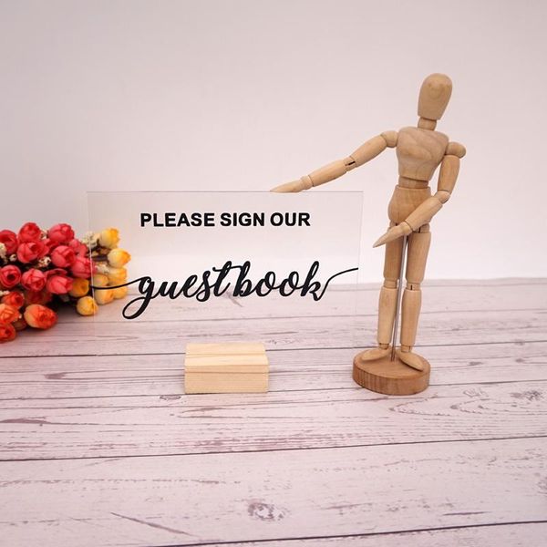 

party decoration wedding direction sign transparent acrylic board with wooden base table standing
