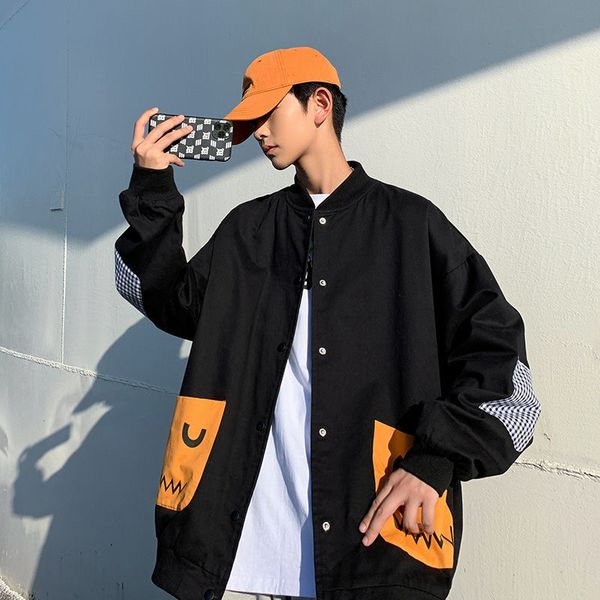 

2021 new autumn new baseball jacket uniform tide beautiful style loose young black men 8xwv, White;black