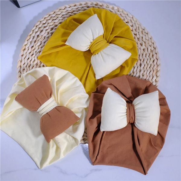 Bowknot Baby Turban Hat Cotton Bows Fascia per capelli Turbante per neonati Infant Head Wrap Beanie Hats Accessori per capelli per neonate