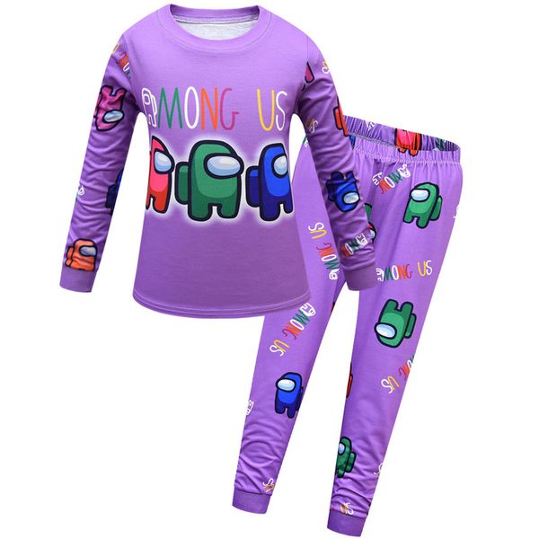 

among us game pajamas sets children kids cartoon cute long sleeve t-shirt pants outfit junior boy girls two piece clothing suit cz122103, Blue;red