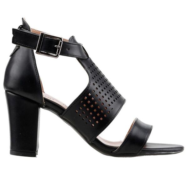 

ayakland 811-1179 daily 7 cm heel lady skin sandals shoes, Black