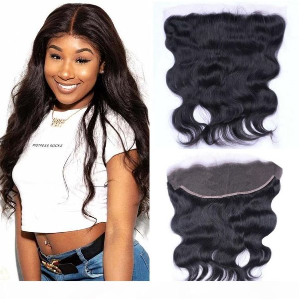 

индийская объемная волна кружева фронтальная закрытие 13x4 швейцарские lace человека frontals волос от уха до уха свободной части с волосами, Black;brown