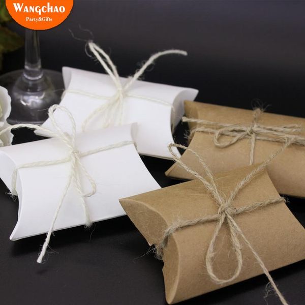 

50шт kraft подушка коробки для конфет cookie упаковка бумажные пакеты свадебный подарочные коробки baby shower партии сумки without rope bby