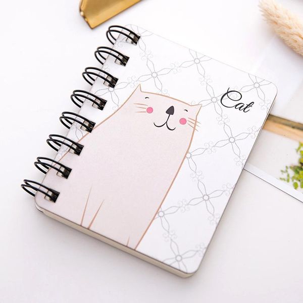 

1pcs new cartoon portable mini coil notepad hard cover cute animal notebook memo time organizer student school supplies kid gift1, Purple;pink