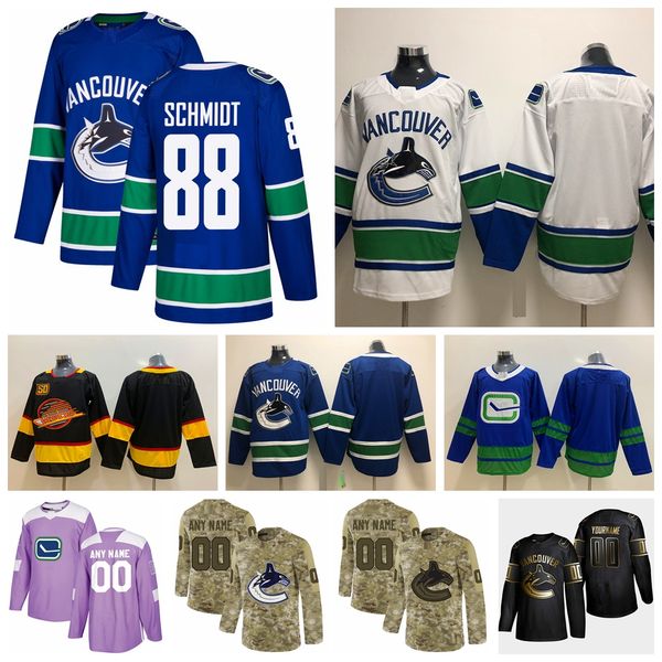 

2021 customize #88 nate schmidt vancouver canucks jerseys golden edition camo veterans day fights cancer custom stitched hockey jerseys, Black;red