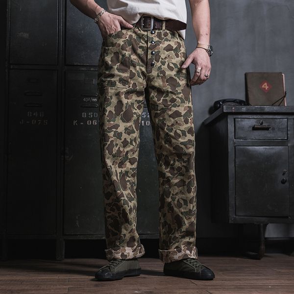 

usmc p-42 fish spine sarja duck hunter camouflage reversible workwear pants mxjp, White;black