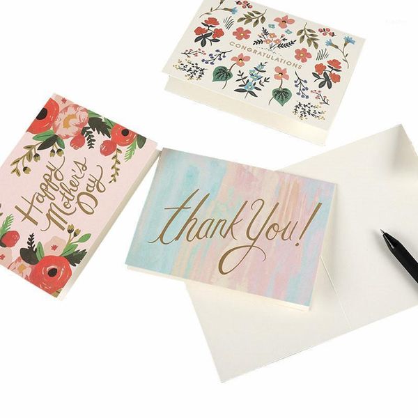 

2/5pcs thank you folding type greeting card flower message card baby shower wedding birthday party invitations gift blank cards1