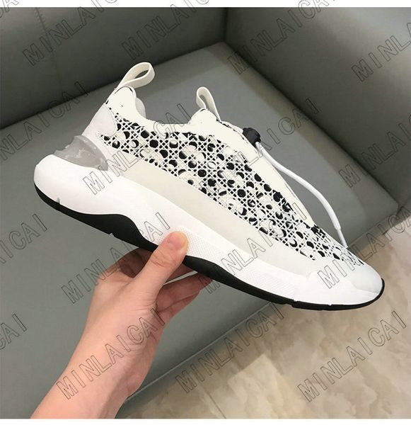 

b24 mens oblique cannage motif luxurys designers mans sneakers trainers mans designer sorayama calfskin casual shoes, Black