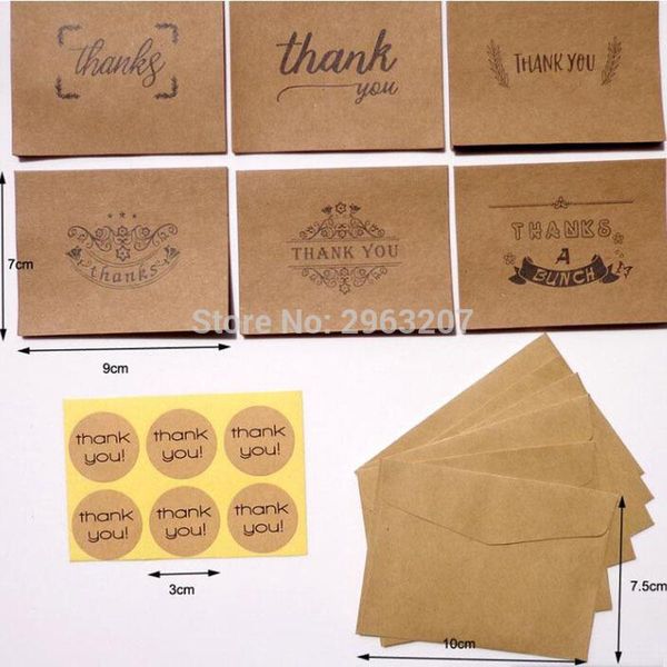 

100 packs/lot blank thank you paper cards note envelopes kraft paper greeting card christmas wedding party reception crafts