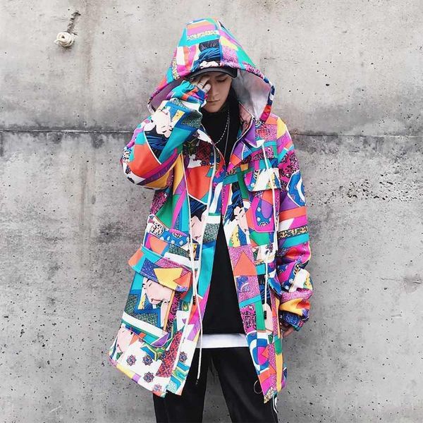 

spring harajuku japanese colorful patchwork jacket coats men hip hop removable hoodie sweatshirt streetwear windbreaker kc0011, Black;brown