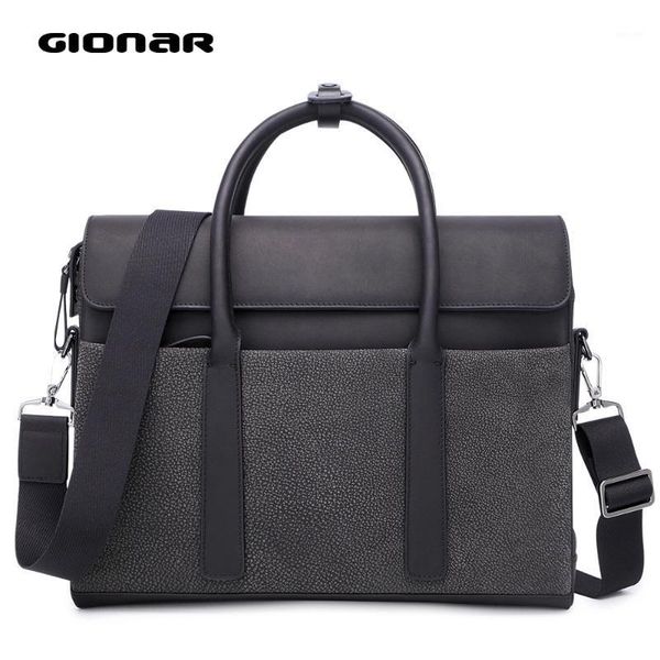 

briefcases gionar leather messenger bag mens slim 14 inch lapbriefcase computer crossbody shoulder satchel business case1