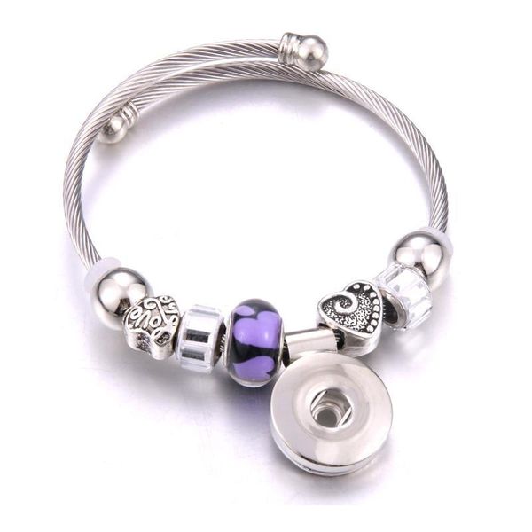 

elasticity snap button bracelet heart crystal bangles beads snap jewelry making snap bracelet fit 18mm buttons bbyvtl, Golden;silver