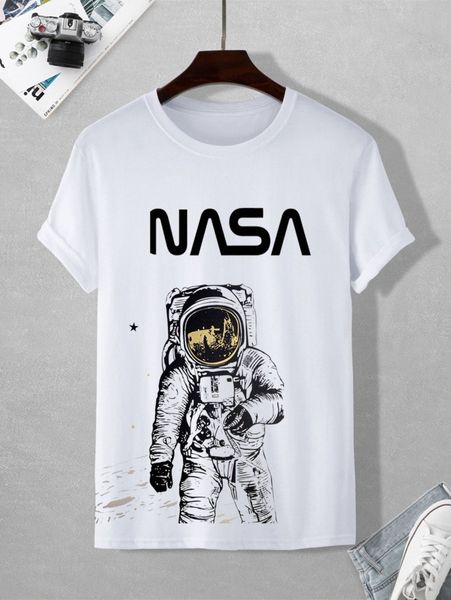 

men astronaut and letter graphic tee c1f5#, White;black