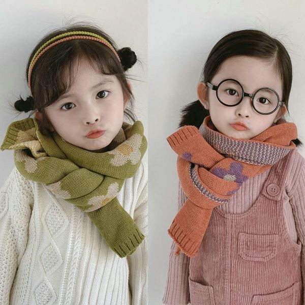 

ins new korean fashion autumn winter children's scarf, Red;brown