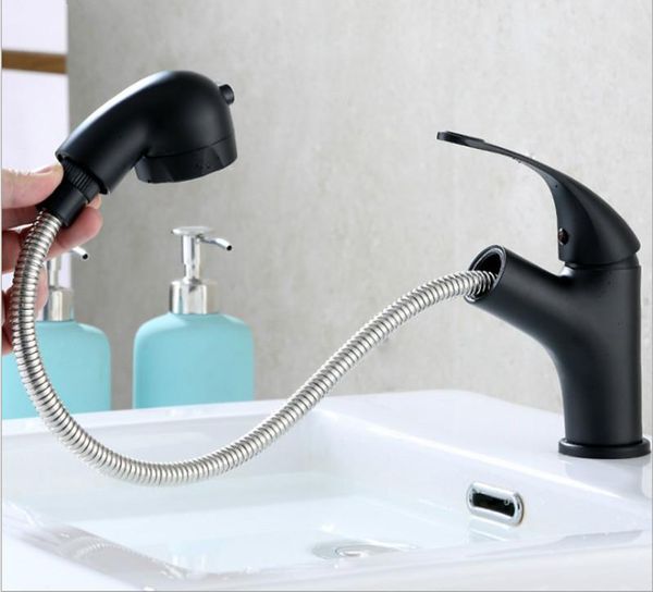 

bathroom sink faucets black pull and cold single hole basin faucet household