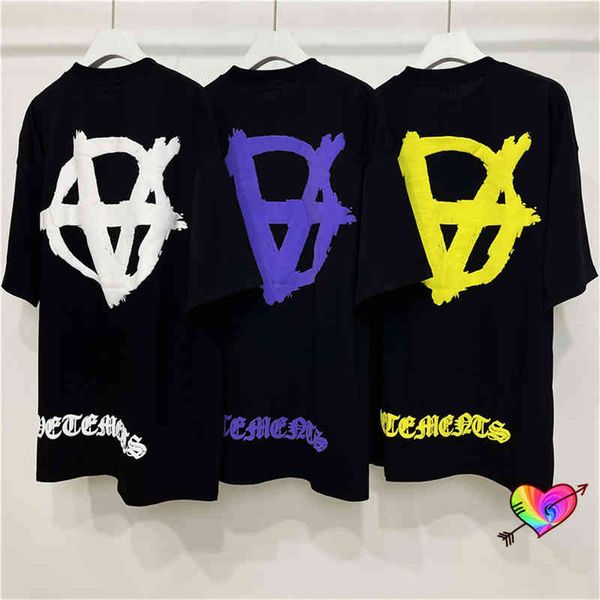 

multicolor anarchy vetements gothic t-shirt men women 1:1 foam printed oversize vtm tee, White;black