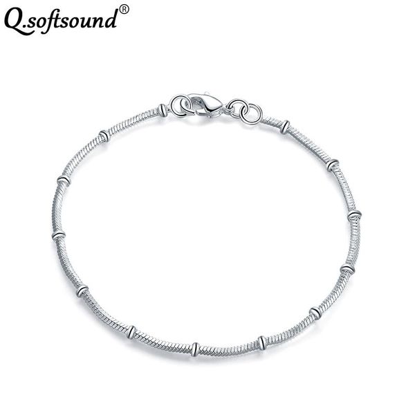

link, chain unique bamboo joint bracelets bangles silver color bracelet couple fashion jewelry gifts for women pulseira feminina qb564, Black