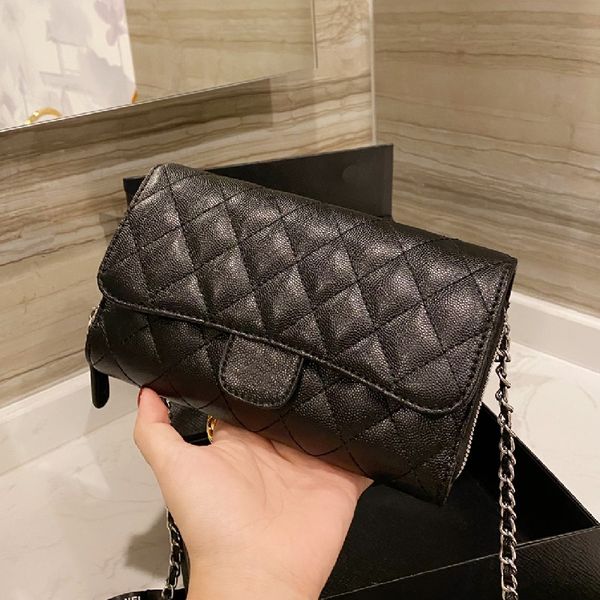 

новая мода высокое качество оригинальные одиночные роскошные женская сумка икра классический cf цепной сумка сумка engiar кошелек бесплатная, Black