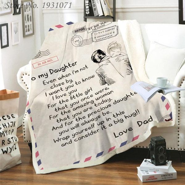 

letter letters to my daughter express love blanket 3d print sherpa blanket on bed home textiles dreamlike gift 041