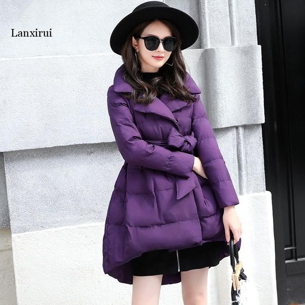 

women's down & parkas winter jaket women fashion a-line medim long cotton jacket thick warm coat, Black