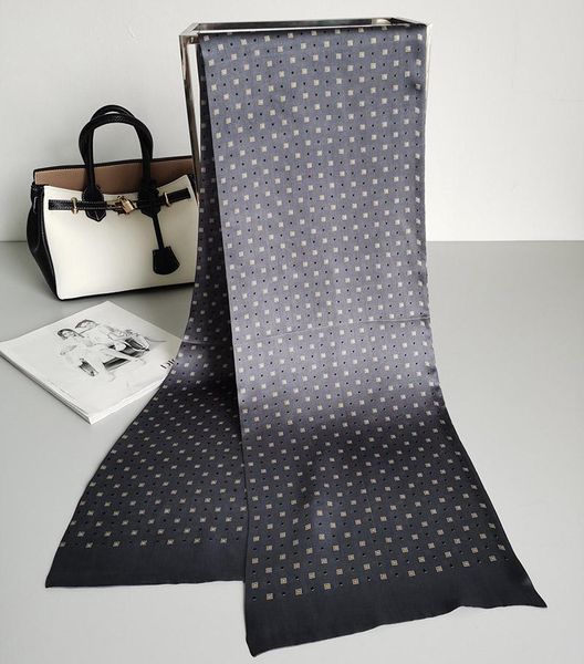 

scarves men's 100% pure silk 12mm two-layers long scarf shawl wrap neckerchief 160x26cm 63"x10" wj130-4, Blue;gray