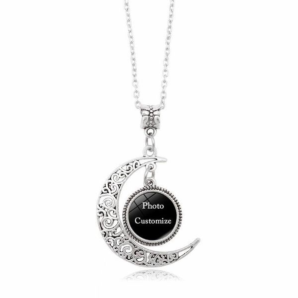 

chains po customize diy gothic punk moon necklace bracelet jewelry for men women adjustable pendants hip hop, Silver