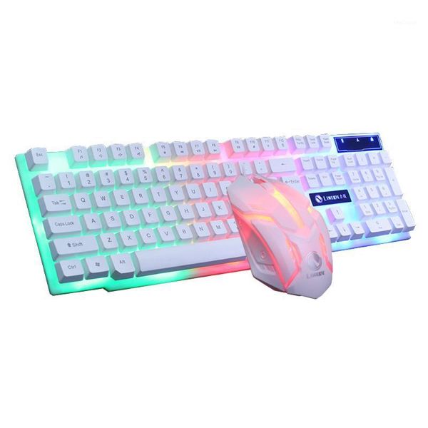 

keyboard mouse combos colorful led illuminated backlit usb wired pc rainbow gaming set set1