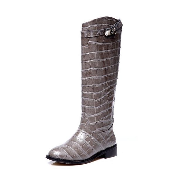 

2020 autumn/winter ke knight boots h high b flat s women's straight leather horse designer platform espadrilles rems women, Black