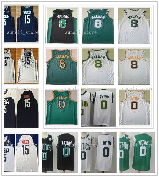 

stitched 2021 men jayson 0 tatum 15 college kemba 8 walker basketball jerseys new city green black white ncaa shirts shorts fast shipping, Black;red