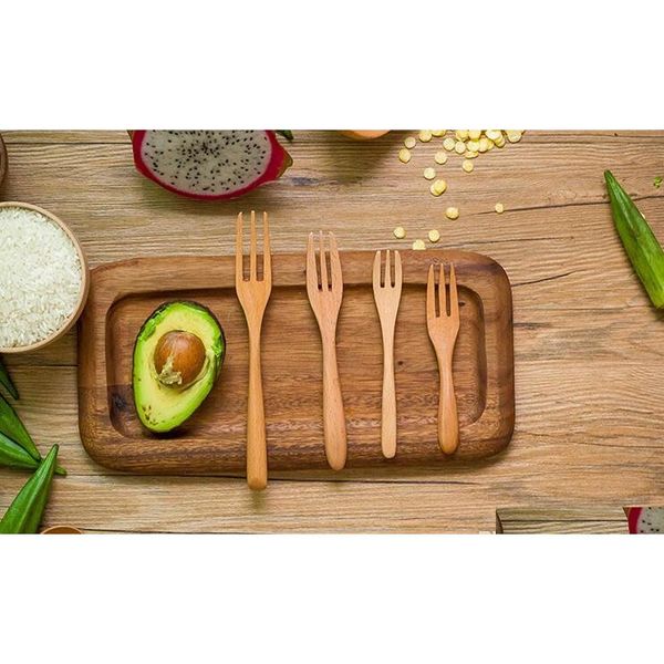 

good a++ creative home tableware wooden fork wood green fruit fork df009 mix order as your needs