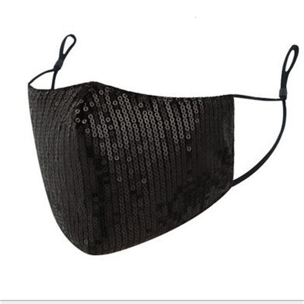 

factory designer bling 3d washable reusable mask pm2.5 care shield black gold silver red sequins shiny face cover party phjjt
