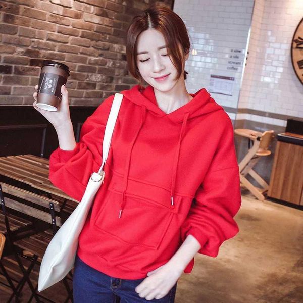 

hooded women autumn winter loose with pockets lady sweatshirt pullover ladies thick sweatshirts womens hoodies, Black
