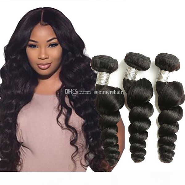 

brazilian remy hair extension loose wave 100% human hair weave bundles 1 3 4 pcs human hair weave weft natural color, Black