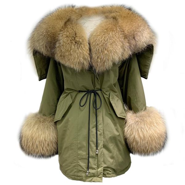 

2020 korea streetwear long parka women big natural fur collar real fur coat fashion new winter jacket white duck down jacket, Black