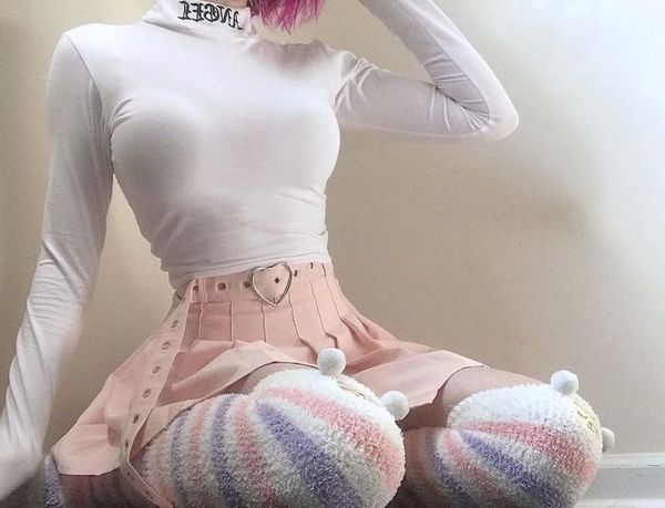 

half high collar embroidery bottoming shirt women's long sleeve t-shirt tight and thin, short open navel with thin top, Black;gray