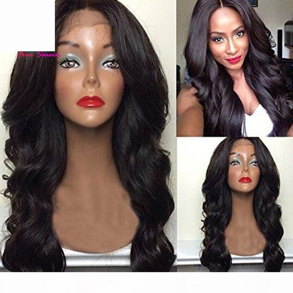 

100% real unprocessed human hair wig with baby hair brazilian virgin glueless body wave full lace wig lace front wig, Black;brown