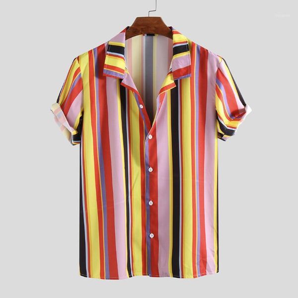

men clothing 2018 hawaiian print tropical plant leaf shirts korean casual striped japanese streetwear cotton plus size1, White;black